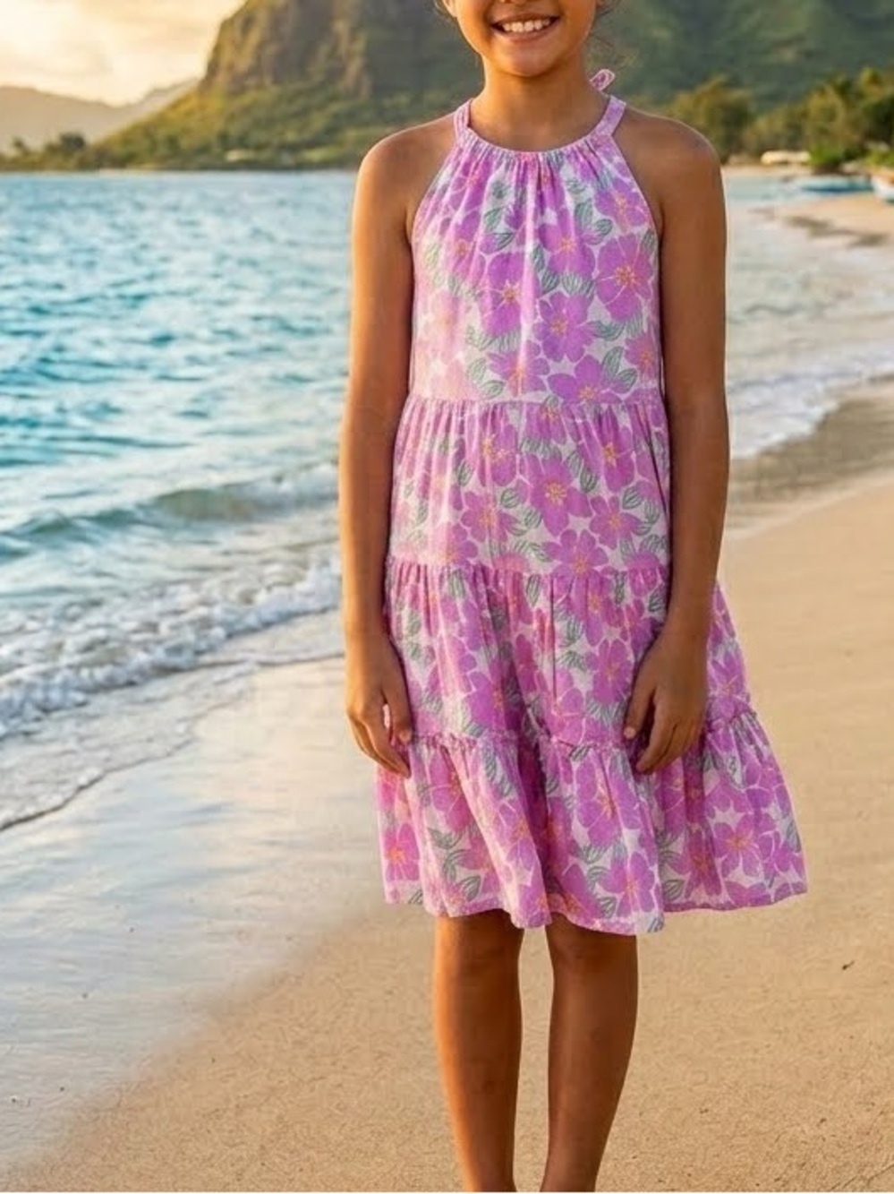 ZARA girl pink linen blend dress floral 10 NWT